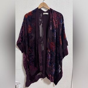 Natural life burnout velvet open front kimono